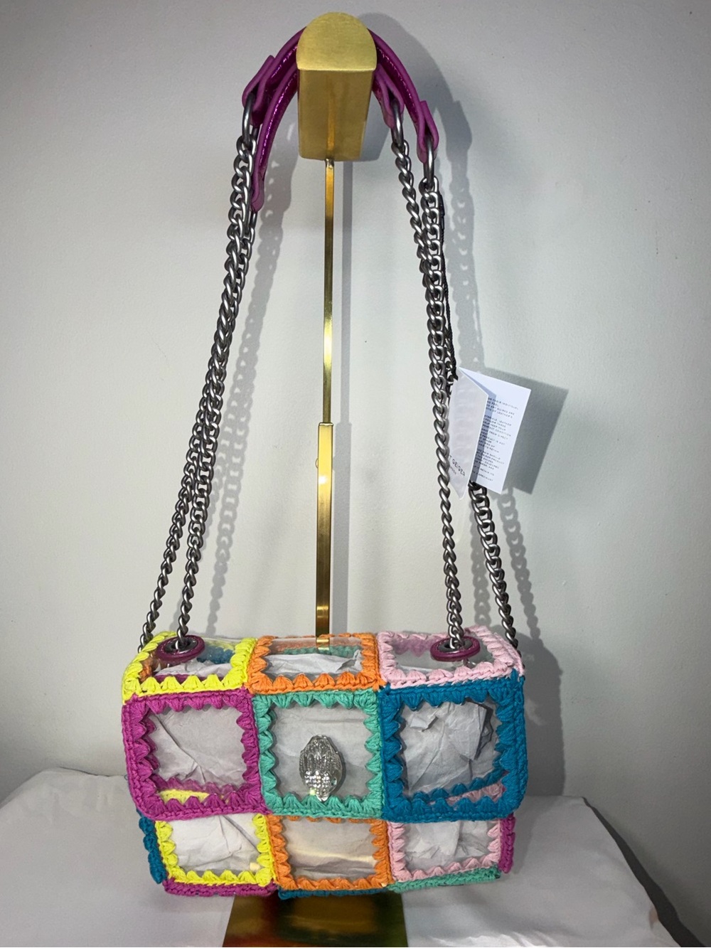 Kensington Medium Clear Rainbow Crochet Shoulder Bag NWT